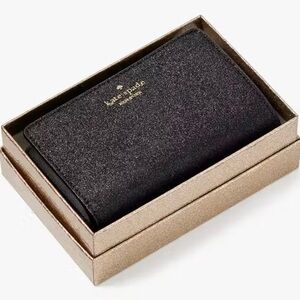 Kate‎ Spade New York Black Glitter Wallet With Gift Box Card Holder